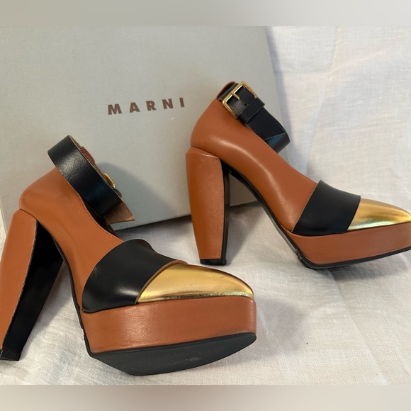 Marni Pumps -Blk/ Gold/ Sable - size 39.5 NWT - Picture 8 of 9